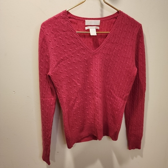 GENEVA pink 100% Cashmere V neck. women's sweater size M - Picture 4 of 9